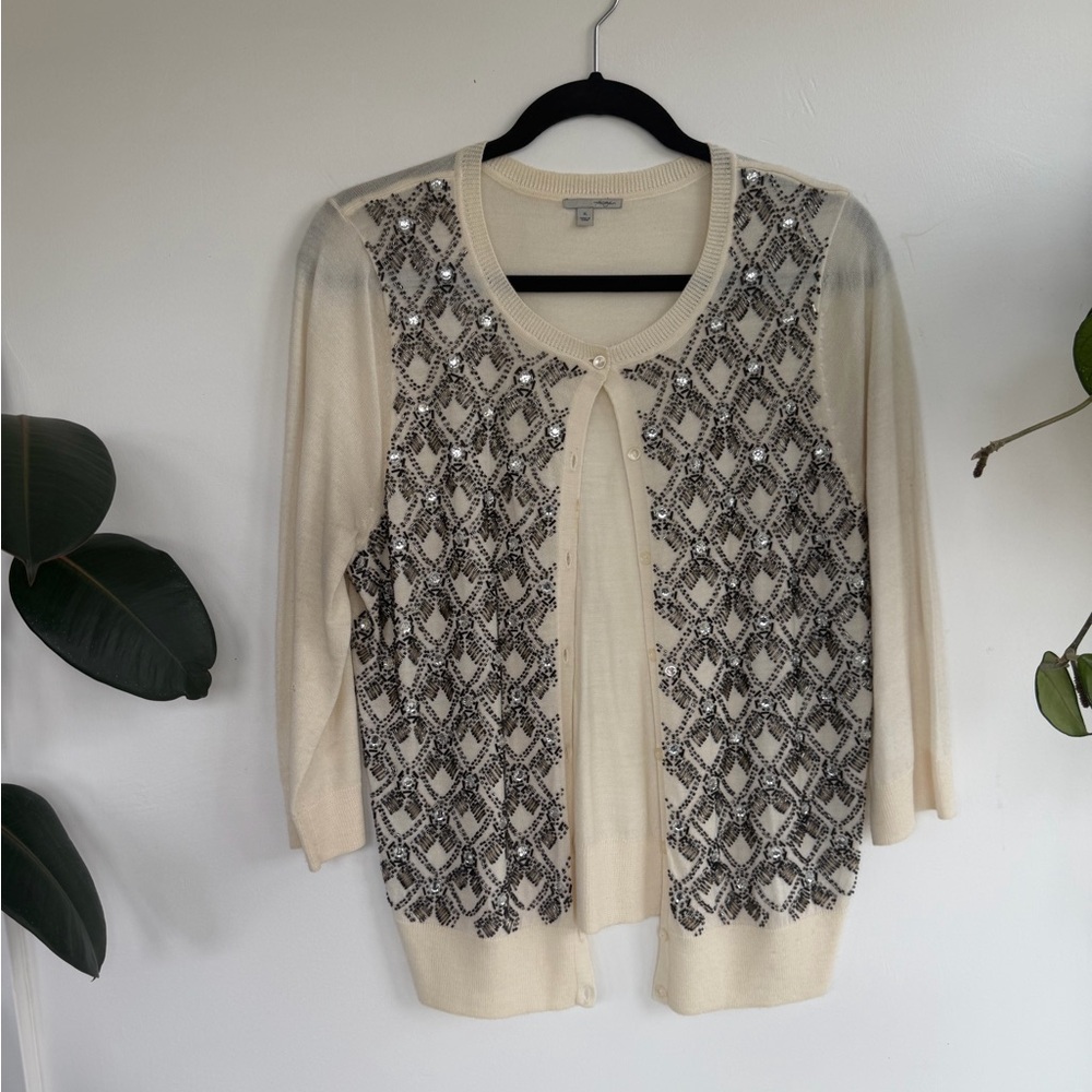 Halogen Cream Cardigan with Silver embellishments